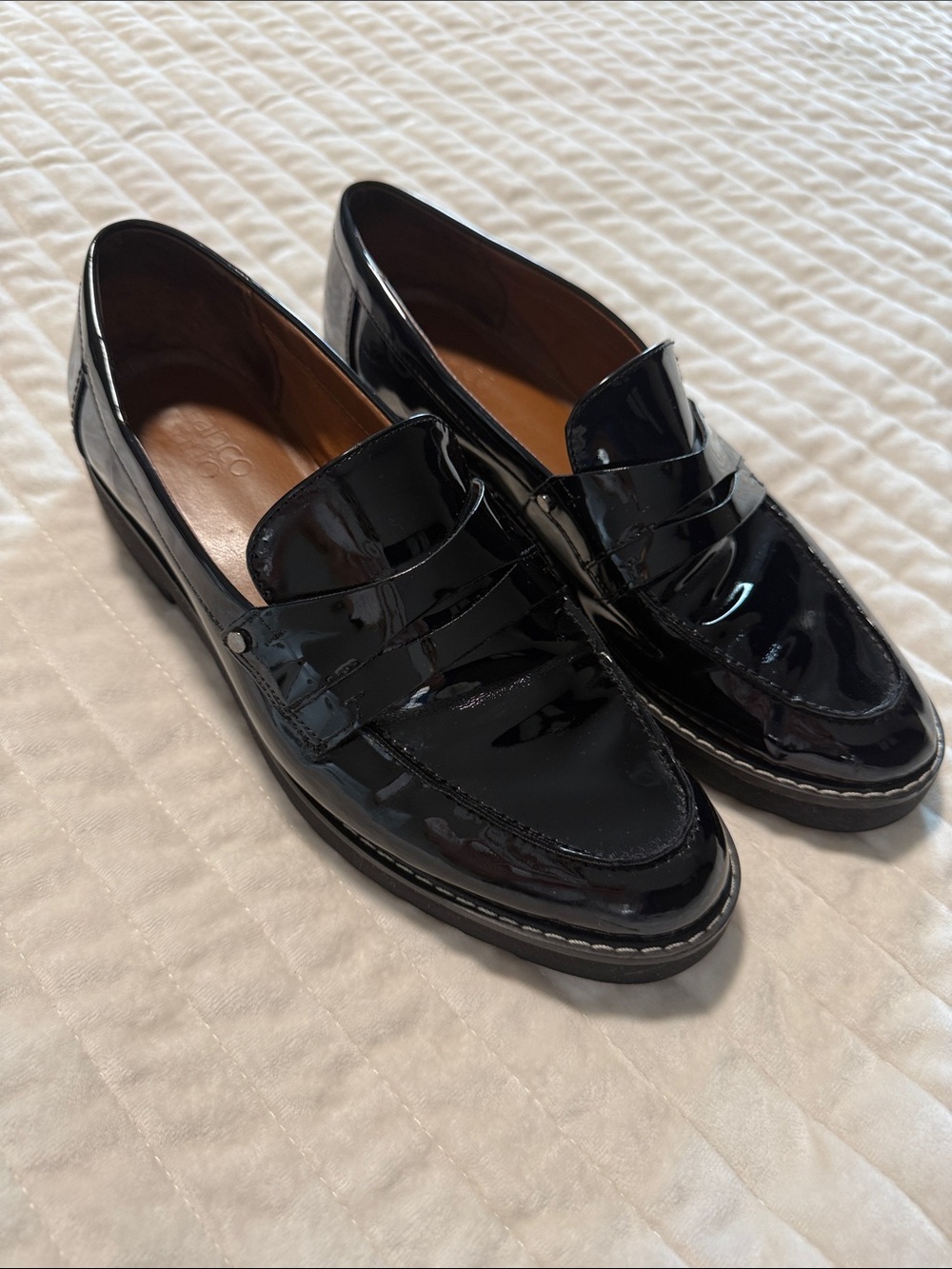 Franco Sarto Black Patent Leather Women's Loafers